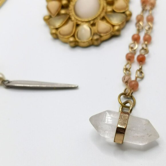 Lot of Earth Tones Boho Necklaces Beaded Pendants Crystal Wood Julio Unmarked - Picture 8 of 11